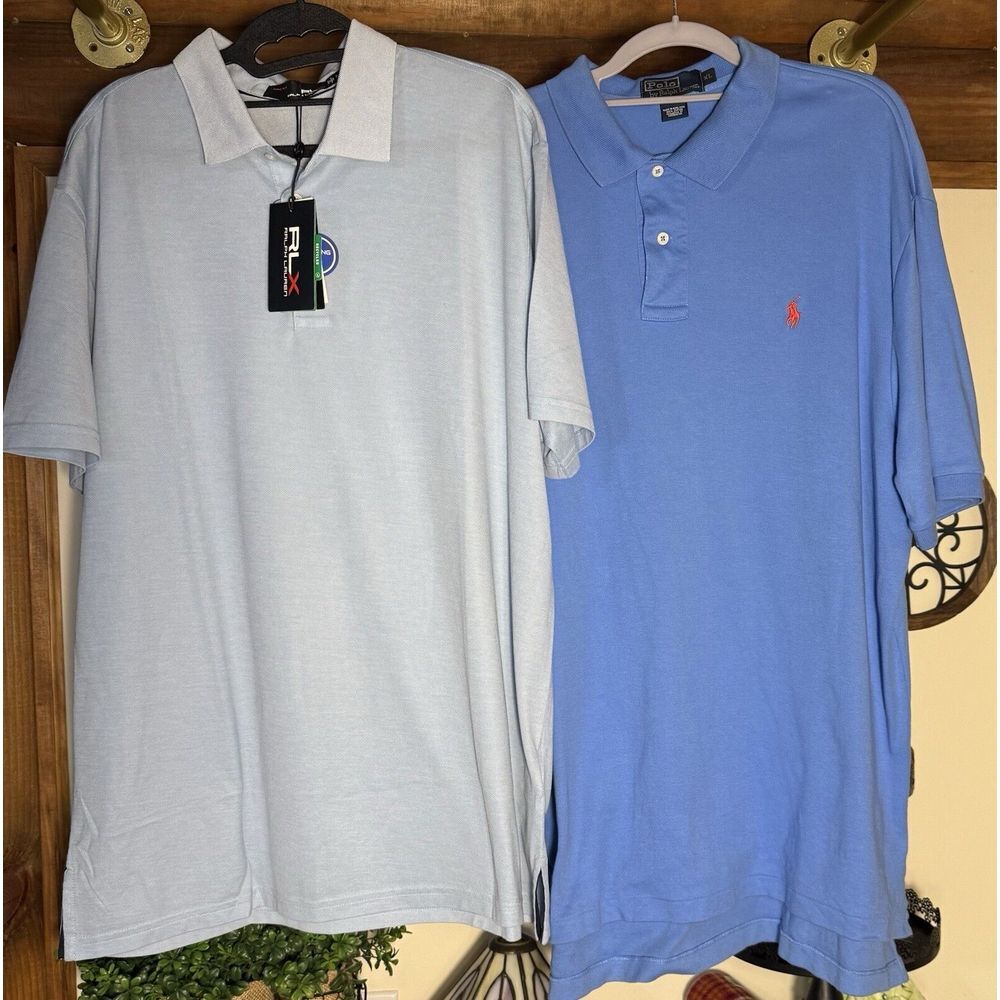 Ralph Lauren RLX NWT$110 & Polo Men's XL Shirt Blues Golf Casual‎ Work Set Of 2